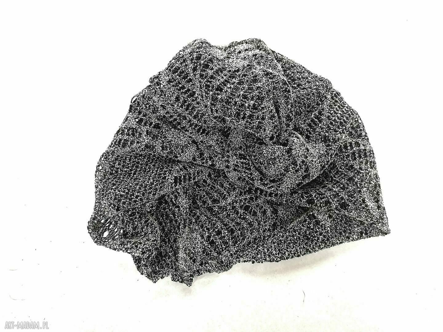 Turban codzienny koronkowy w szarym kolorze - uniwersalny obwód