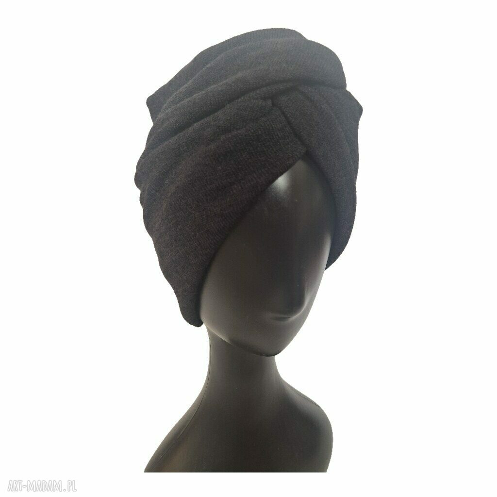Turban czarny - obwód uniwersalny, handmade (Ruda Klara)