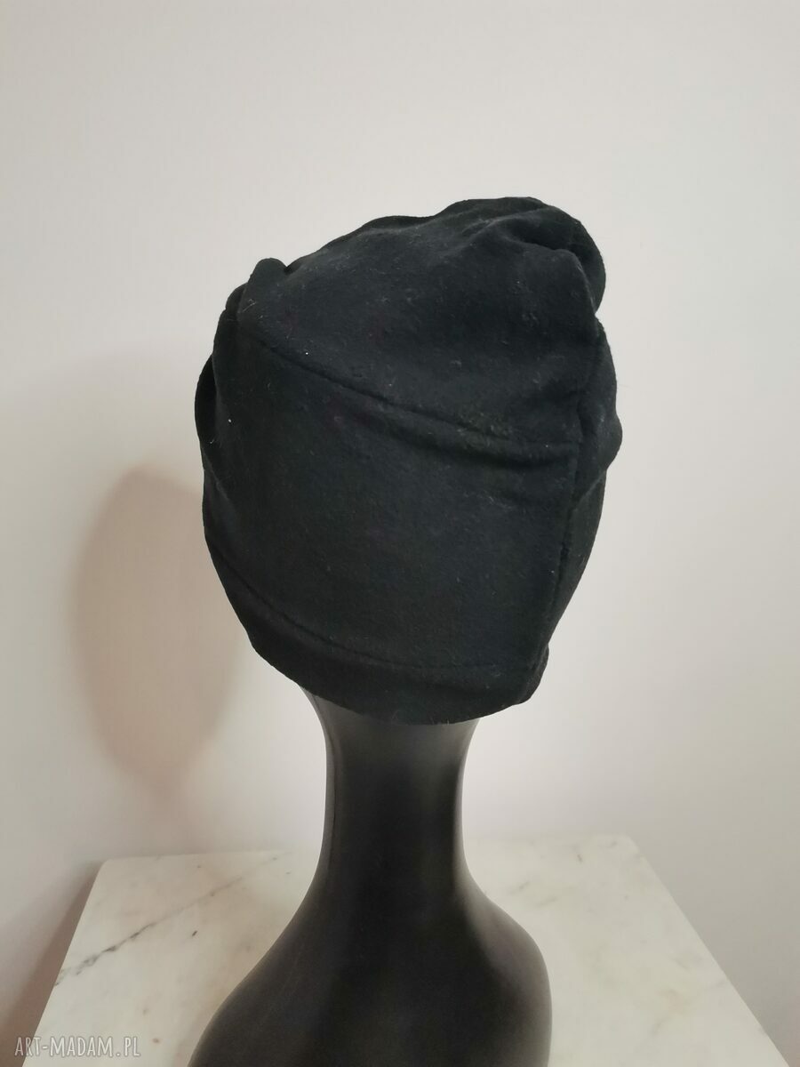 Czarny turban dzianinowy - ręcznie robiony, uniwersalny na wiosnę i wieczór