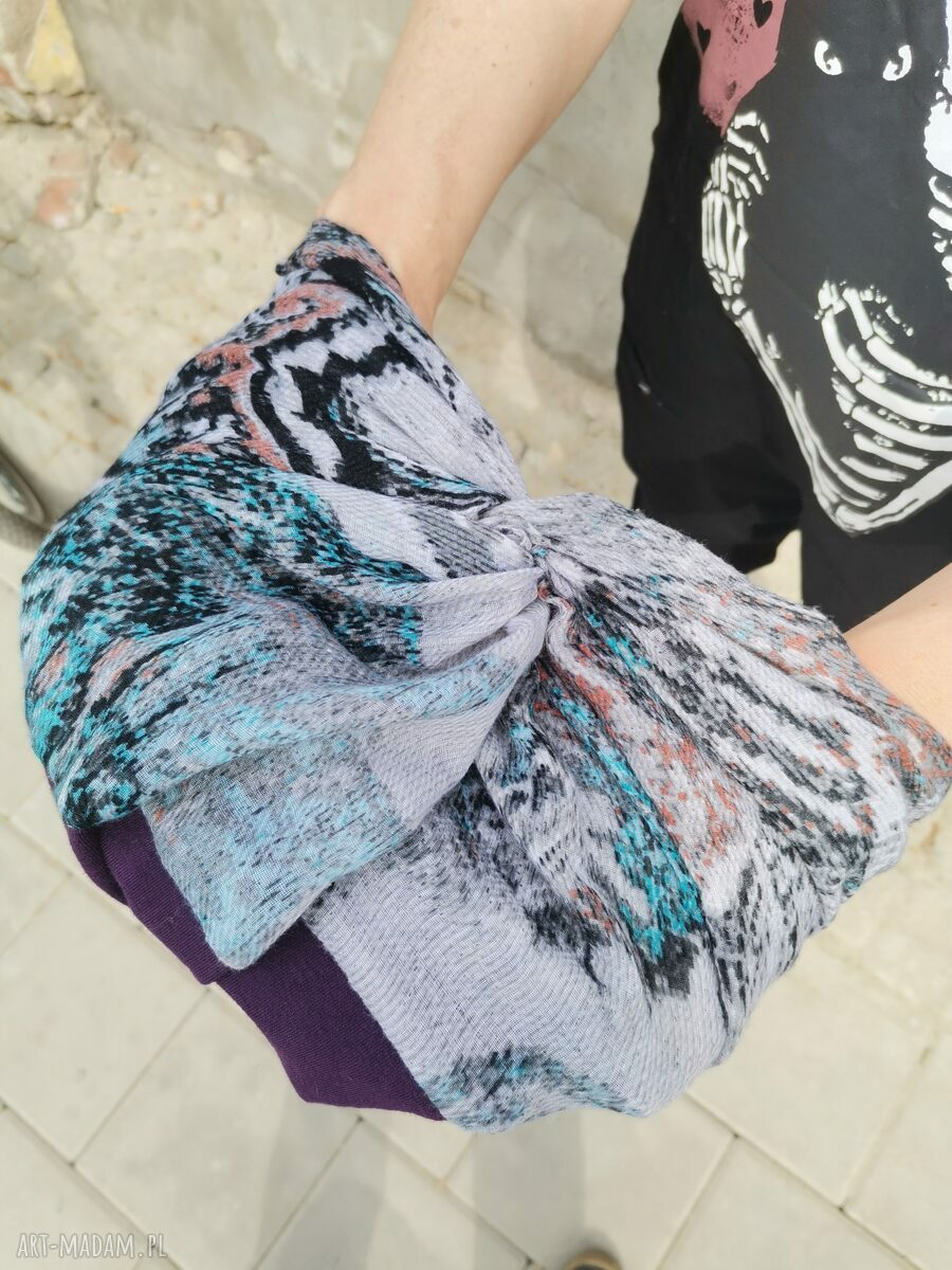 Turban retro folk etno boho na co dzień - rozmiar uniwersalny, ręcznie wykonany