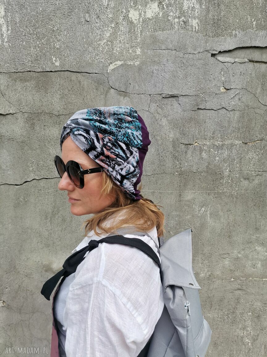 Turban retro folk etno boho na co dzień - rozmiar uniwersalny, ręcznie wykonany