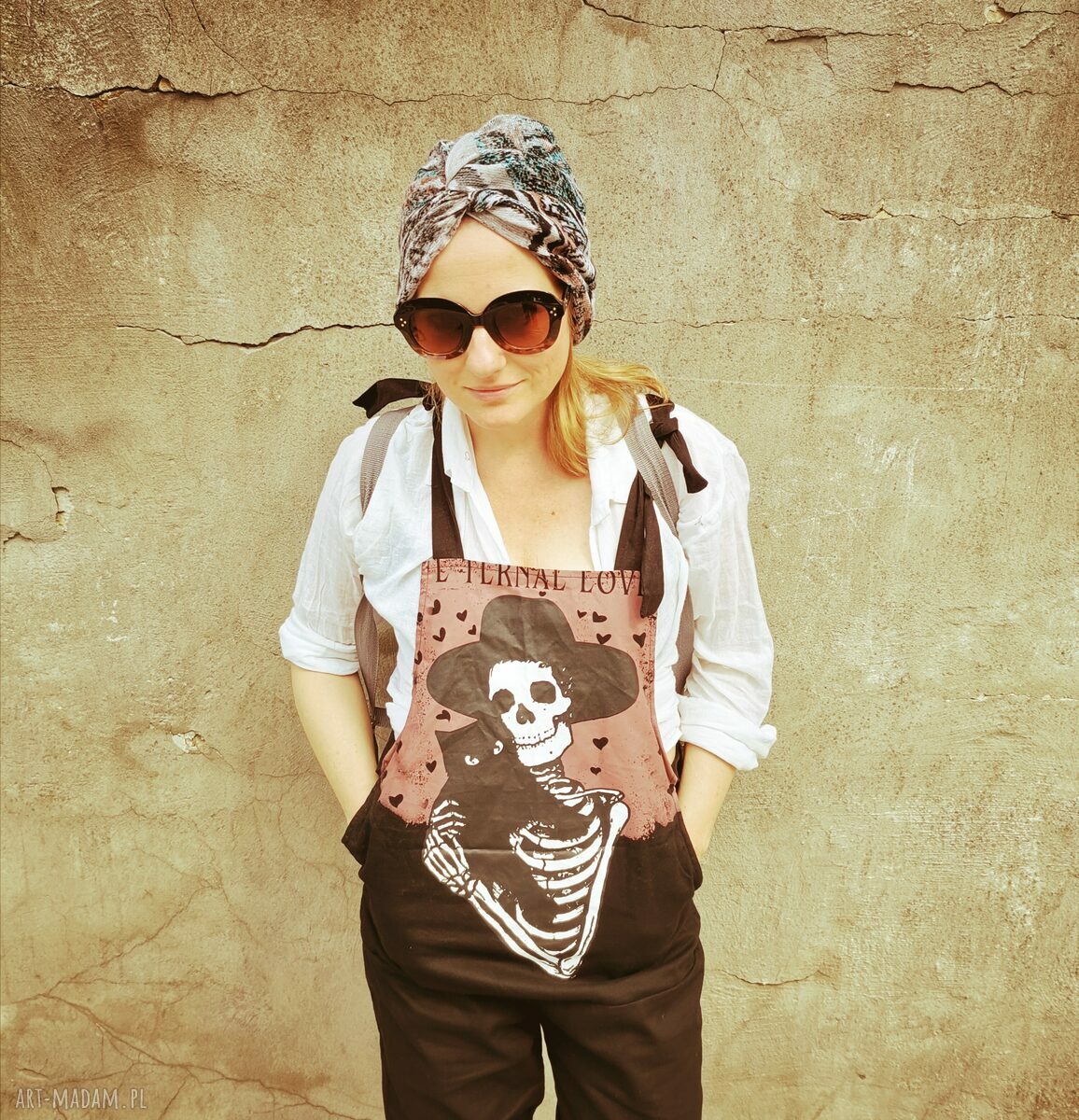 Turban retro folk etno boho na co dzień - rozmiar uniwersalny, ręcznie wykonany