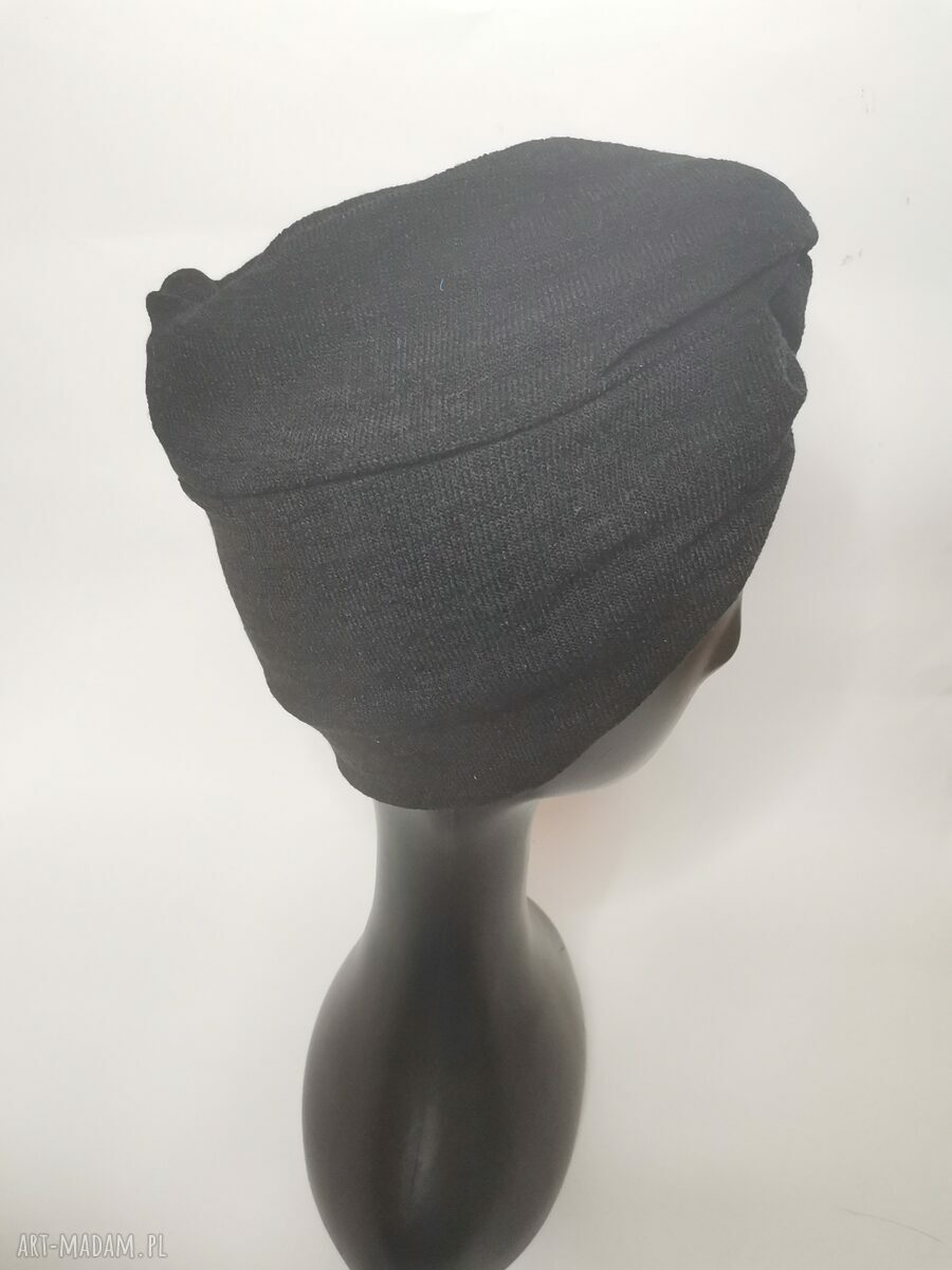 Czarny turban damski etno Frida - miękki i nieuciskający, rozmiar uniwersalny