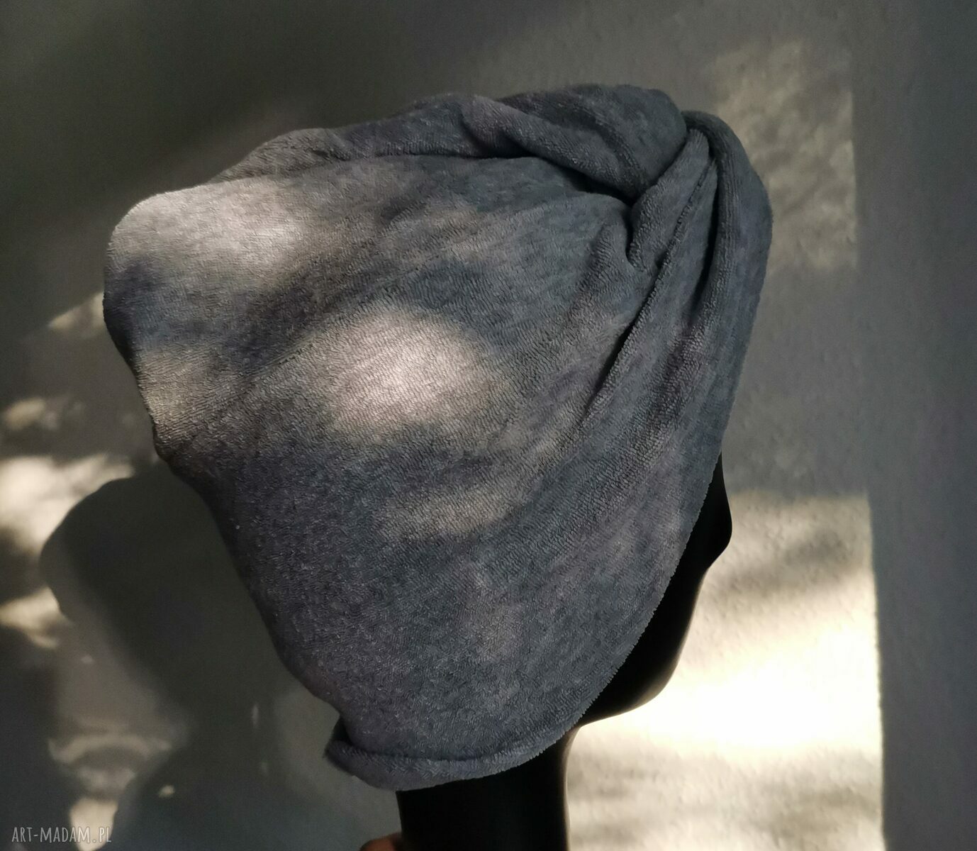 Szara opaska turban frotte w rozmiarze uniwersalnym - idealna na saunę i jogę