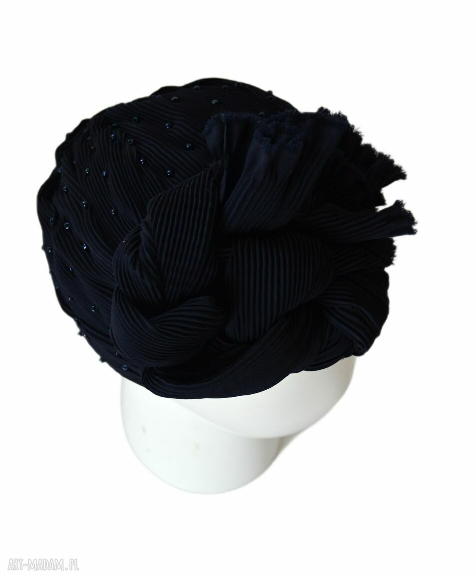 Fascynator turban granatowy elegancki prezent dla niej