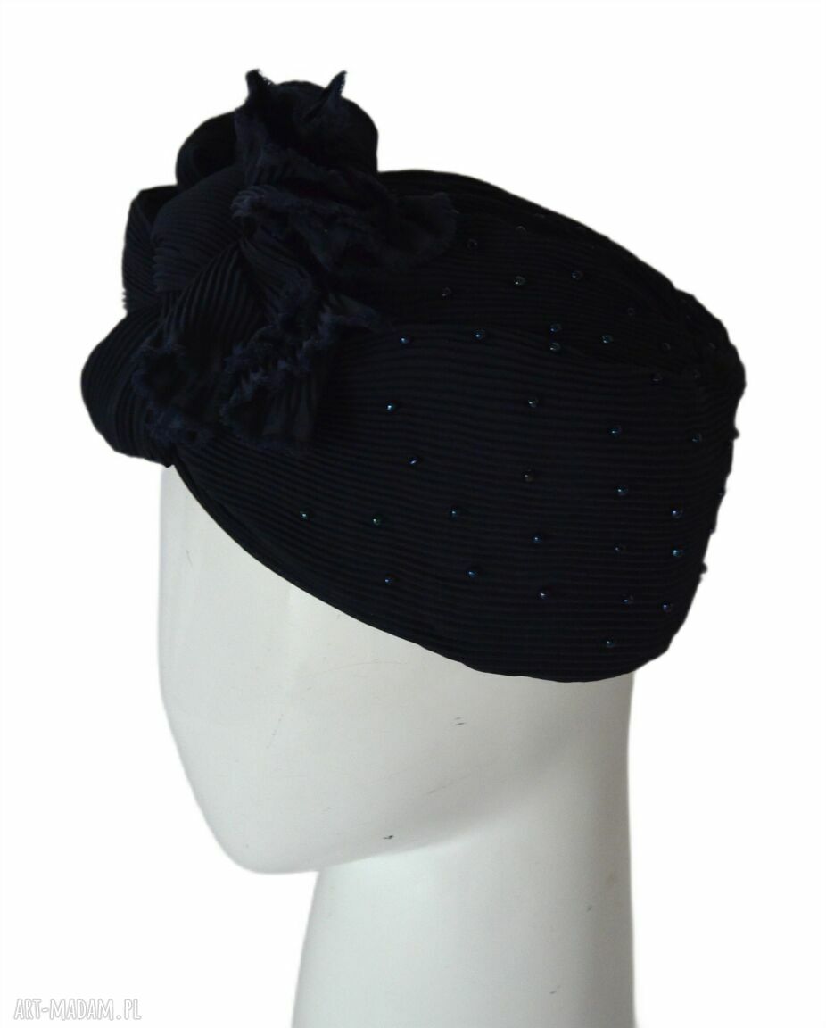 Fascynator turban granatowy - elegancki prezent dla niej