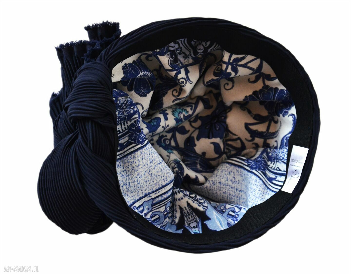 Fascynator turban granatowy elegancki prezent dla niej