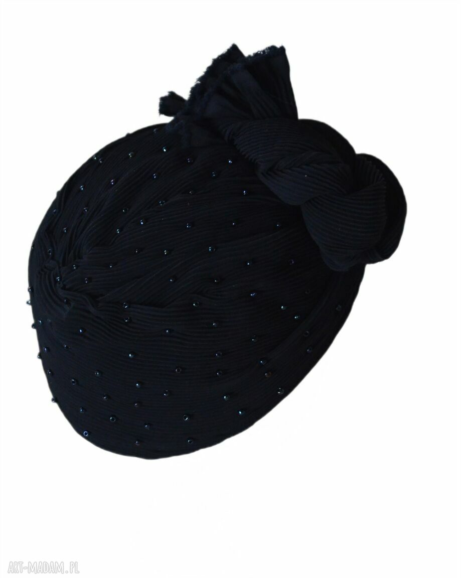 Fascynator turban granatowy elegancki prezent dla niej
