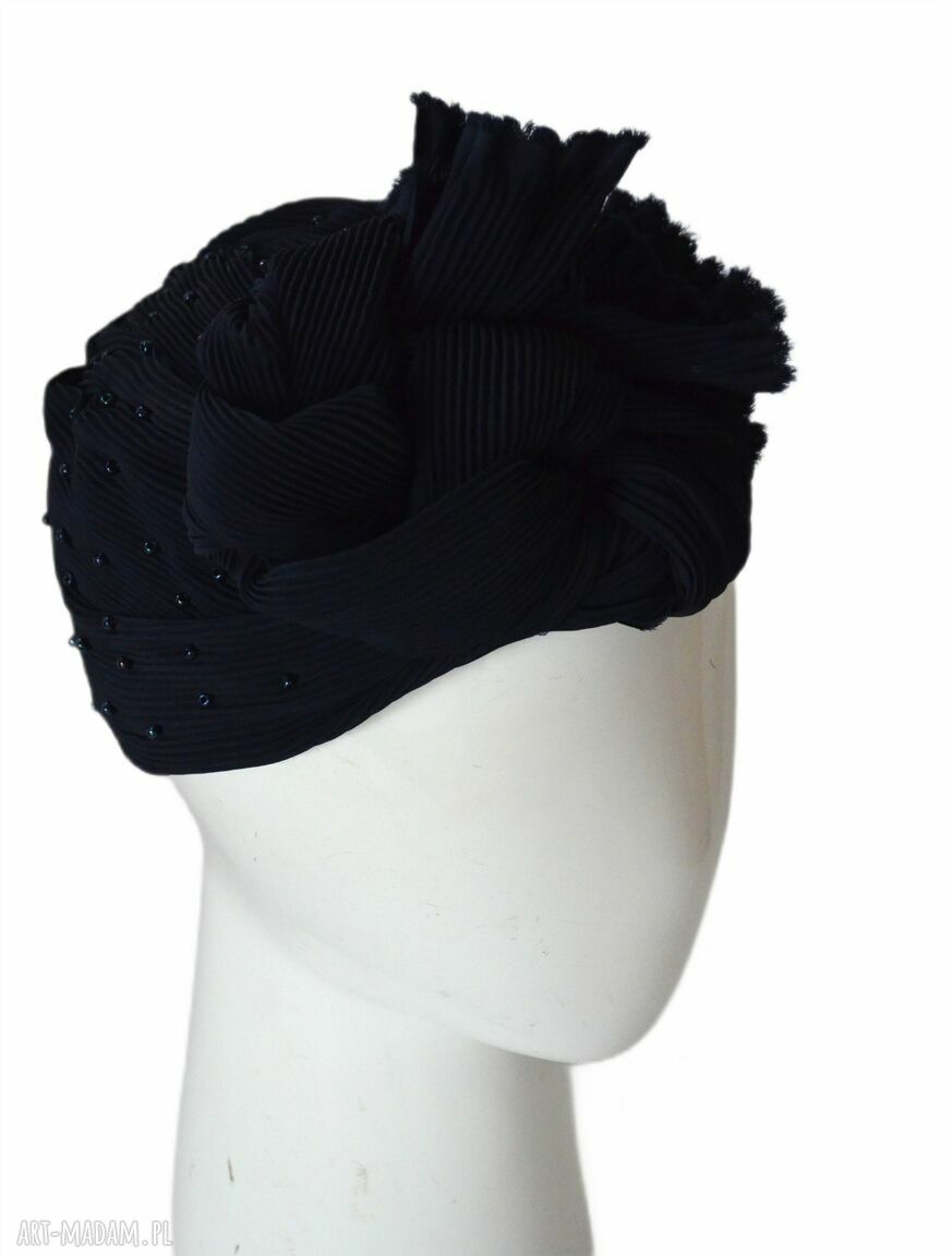Fascynator turban granatowy elegancki prezent dla niej
