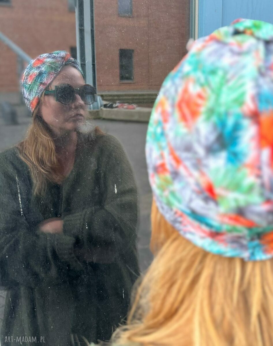 Turban etno-orient kolorowy - miły w dotyku, uniwersalny handmade