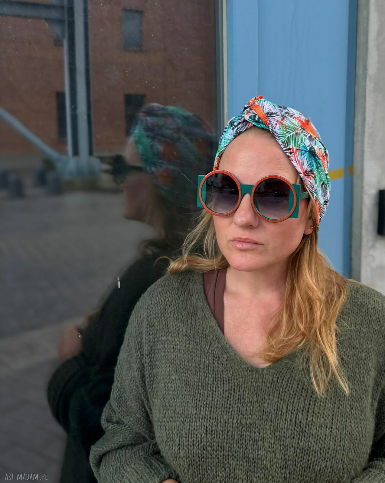 Turban etno-orient kolorowy - miły w dotyku, uniwersalny handmade