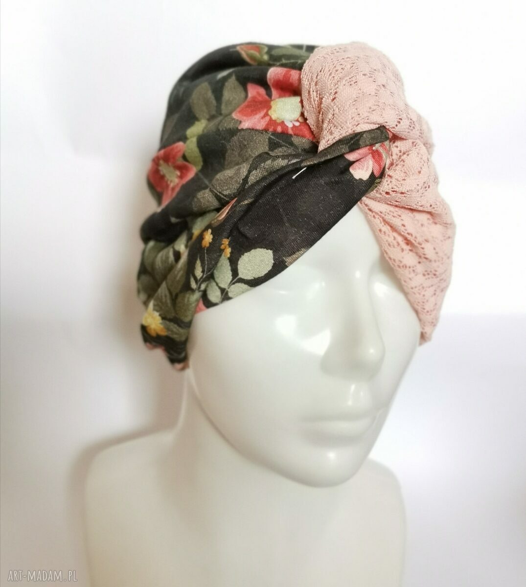 Turban koronkowy Boho - Orient Folk i etno z koronki