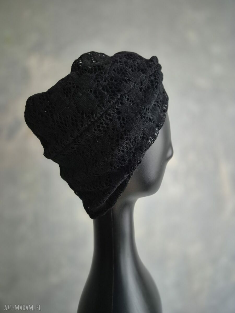 Turban kotonkowy etno czarny - wiosenny i milutki, rozmiar uniwersalny