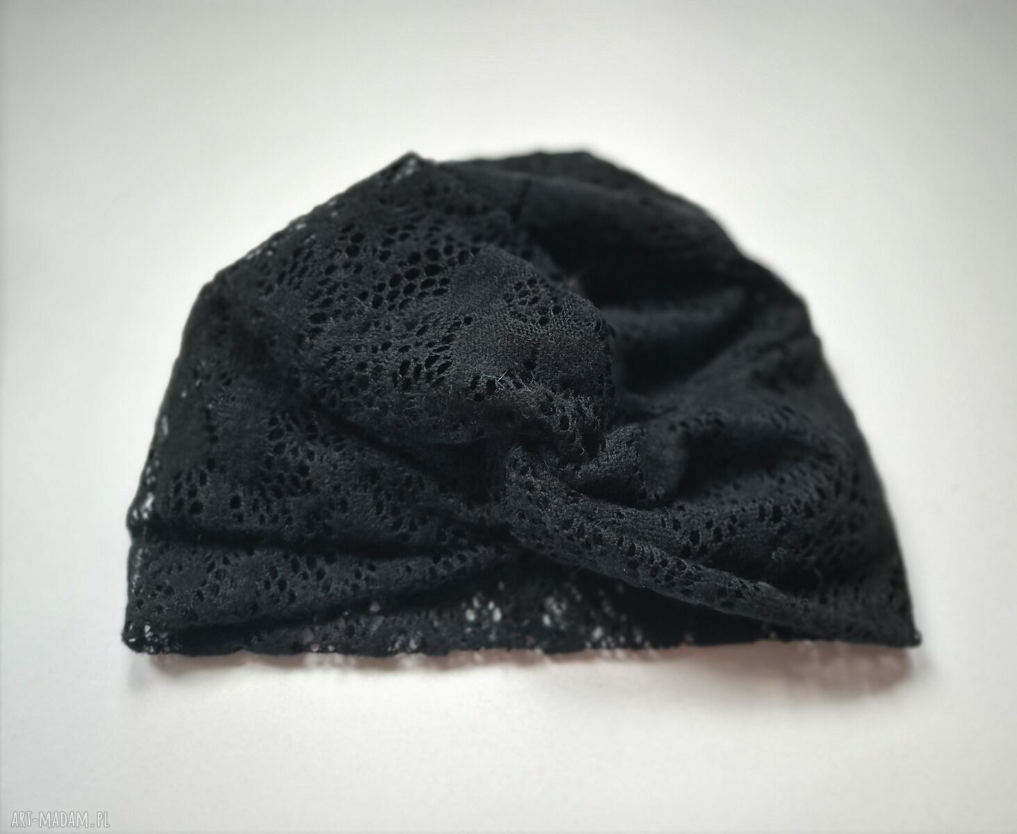 Turban kotonkowy etno czarny - wiosenny i milutki, rozmiar uniwersalny