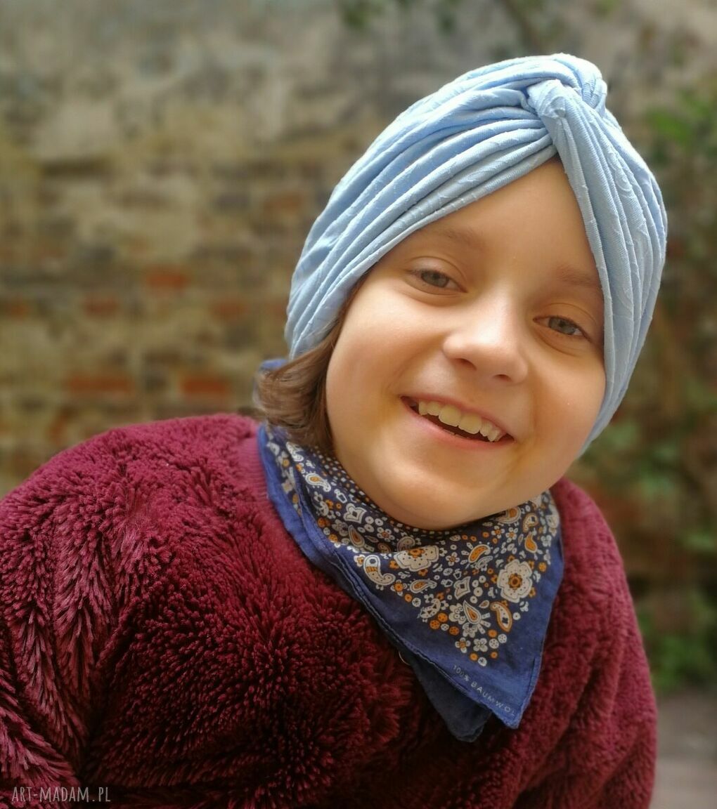 Niebieski turban letni boho - rozmiar uniwersalny