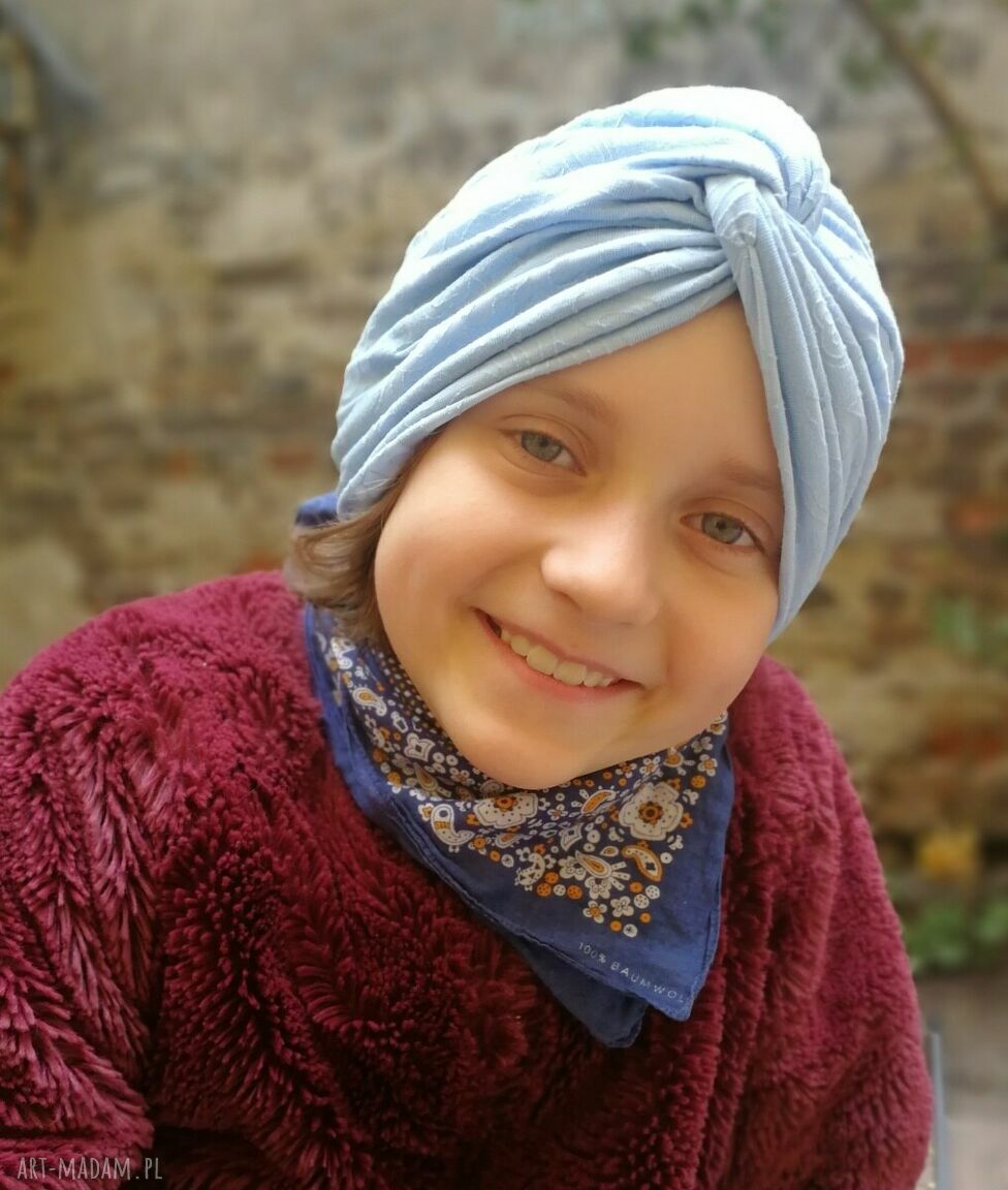 Niebieski turban letni boho - rozmiar uniwersalny