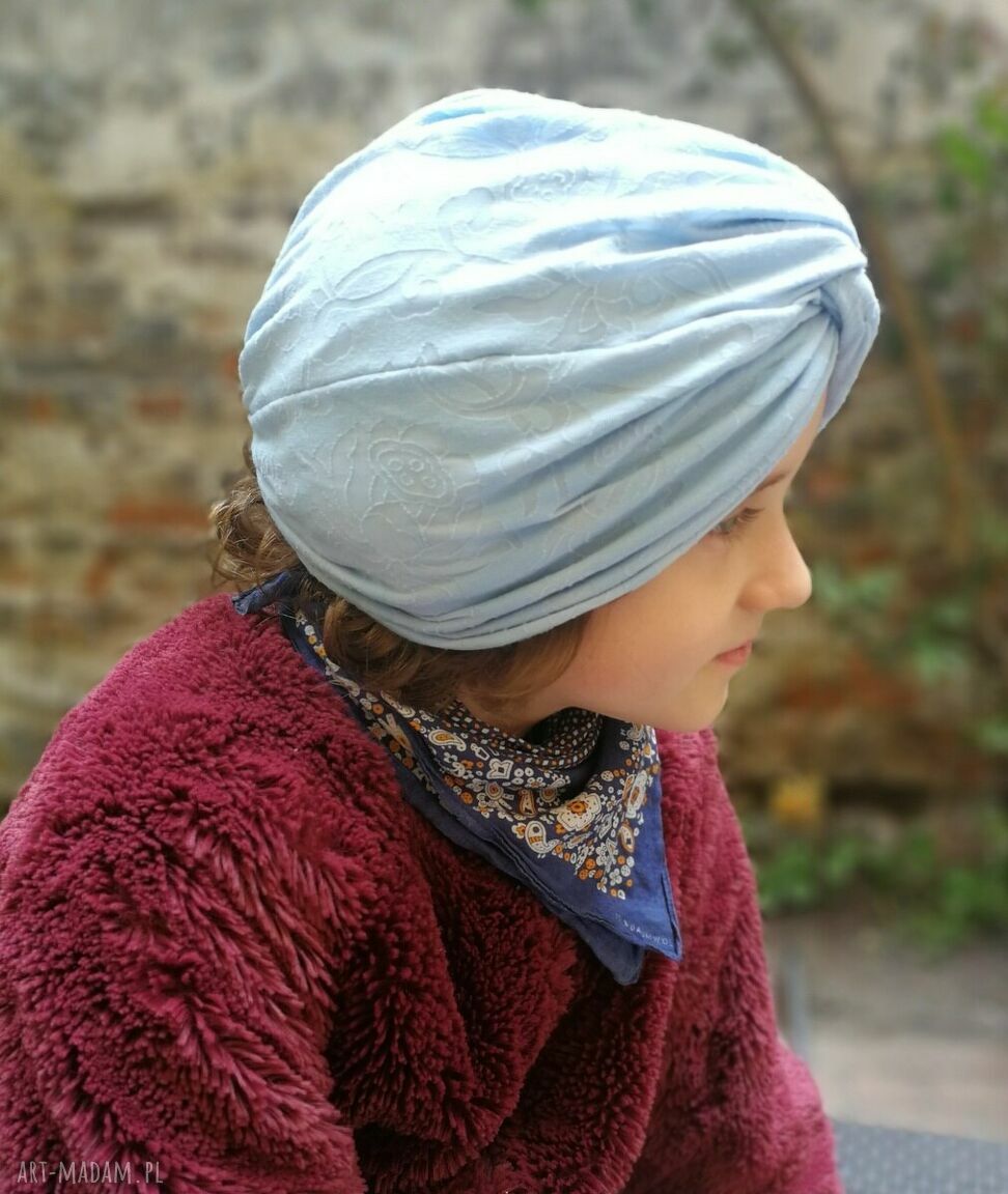Niebieski turban letni boho - rozmiar uniwersalny