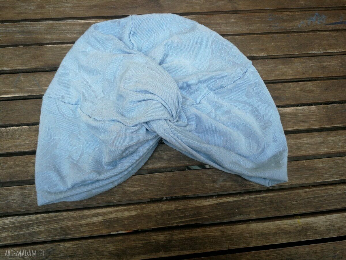 Niebieski turban letni boho - rozmiar uniwersalny