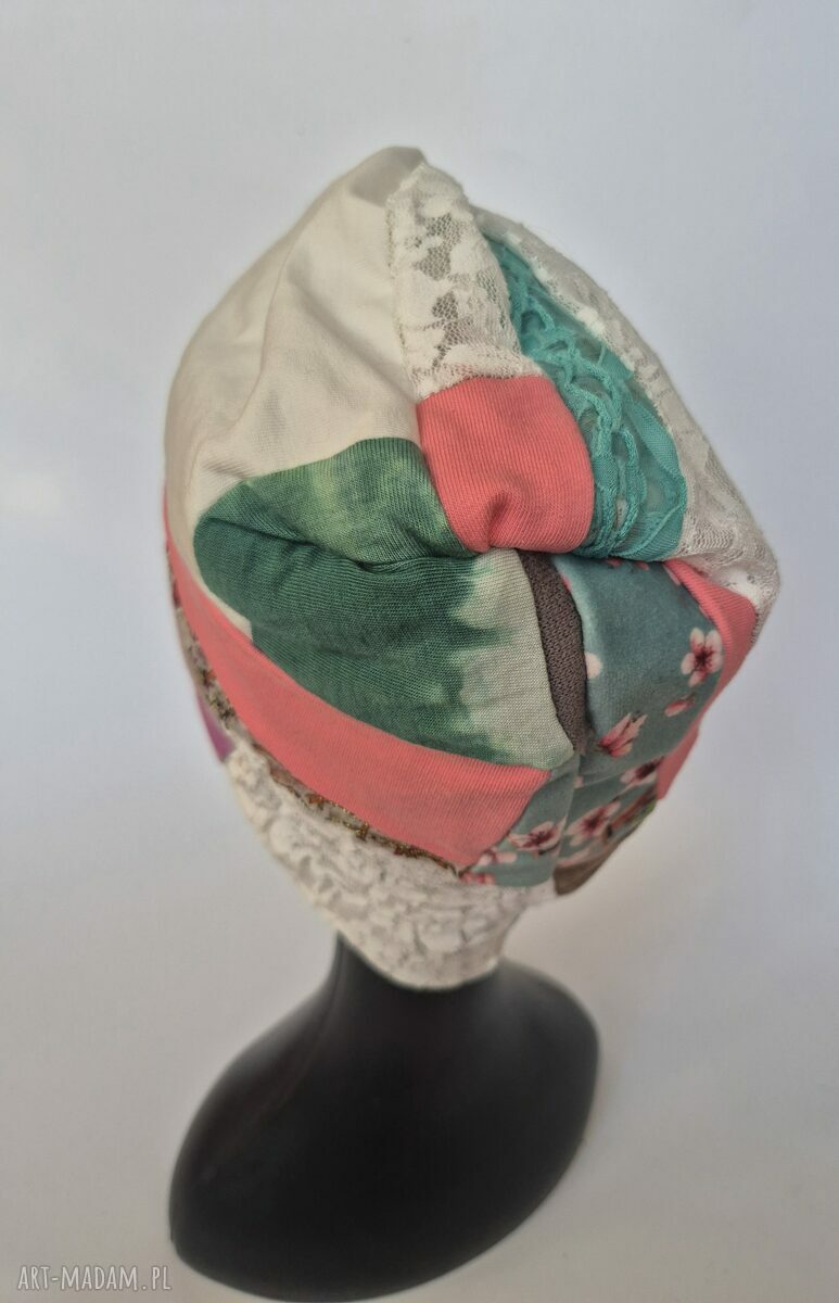 Turban orientalny etno wiosenny - patchworkowy i uniwersalny