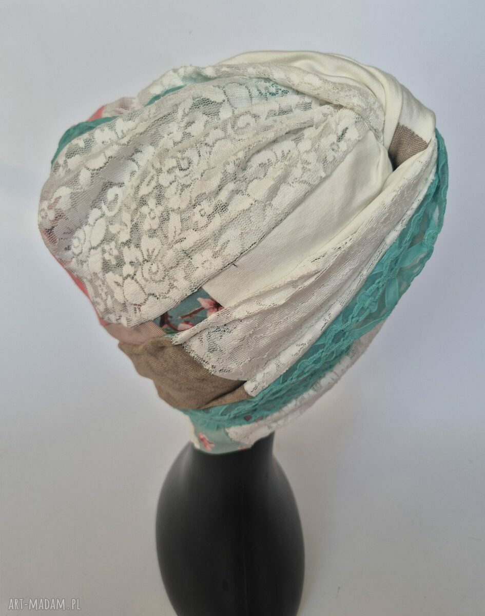 Turban orientalny etno wiosenny - patchworkowy i uniwersalny