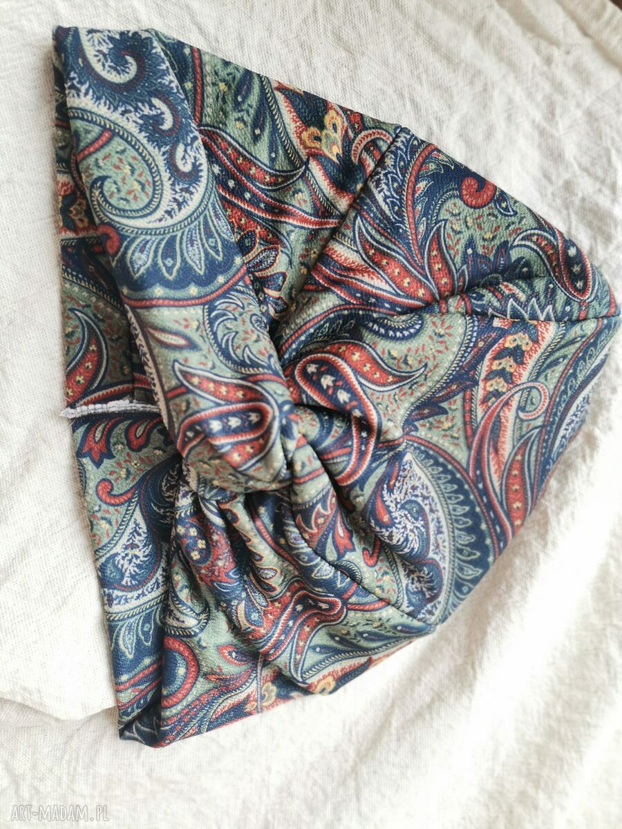Turban damski uniwersalny Boho i etno - orientalne kolory na podszewce