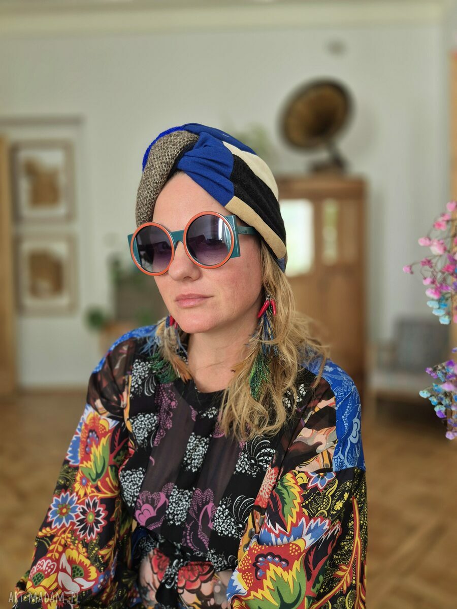 Turban damski w uniwersalnym rozmiarze - ręcznie szyty boho