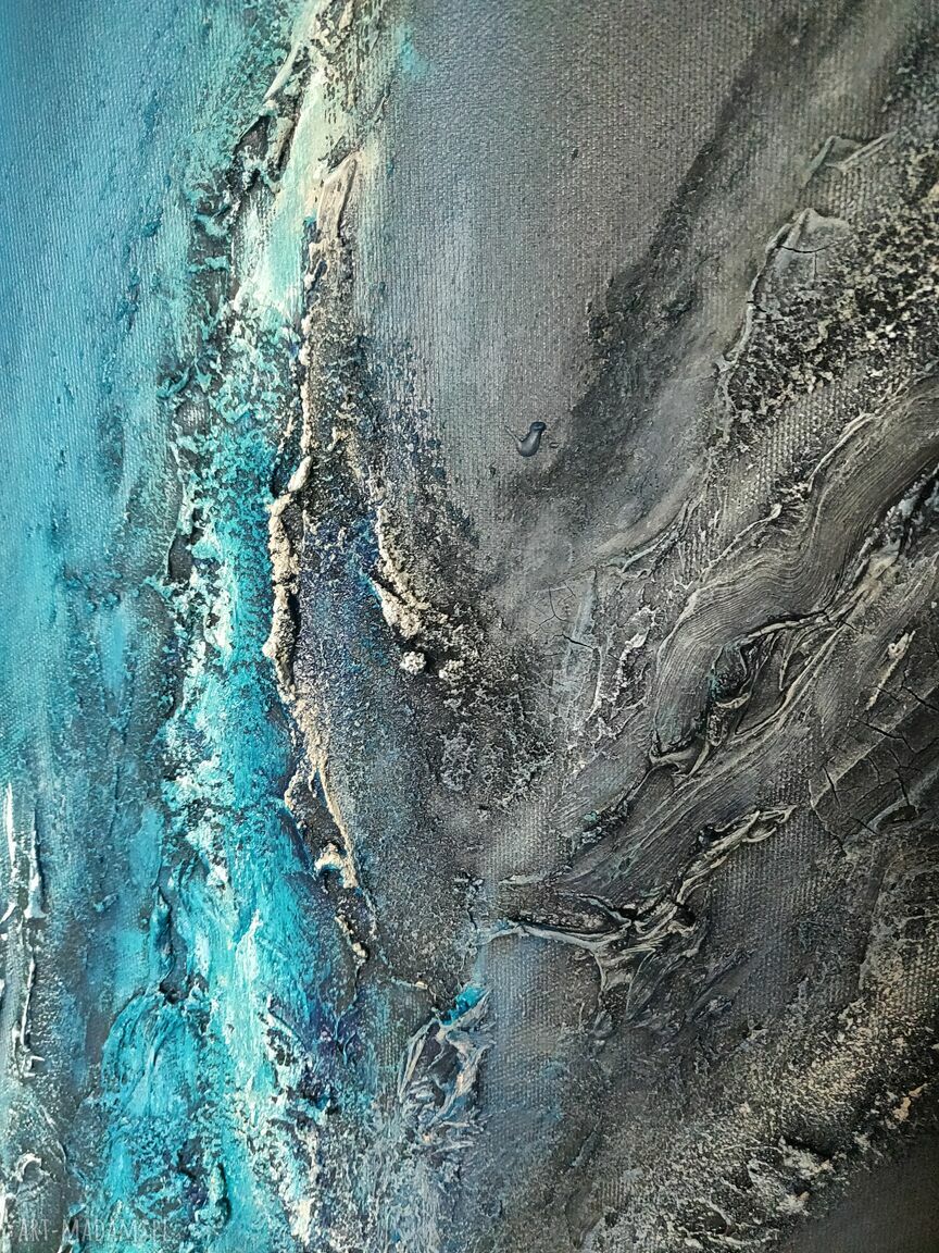 Turkusowa dolina - obraz ręcznie malowany o fakturze 3D, 150x100 cm