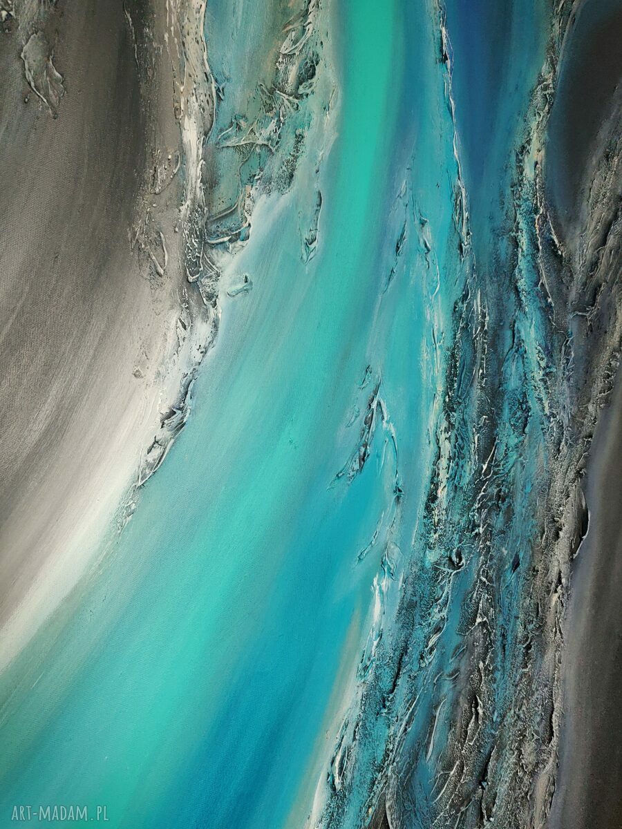 Turkusowa dolina - obraz ręcznie malowany o fakturze 3D, 150x100 cm