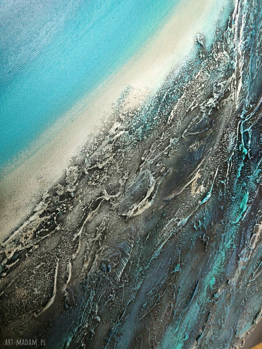 Turkusowa dolina - obraz ręcznie malowany o fakturze 3D, 150x100 cm