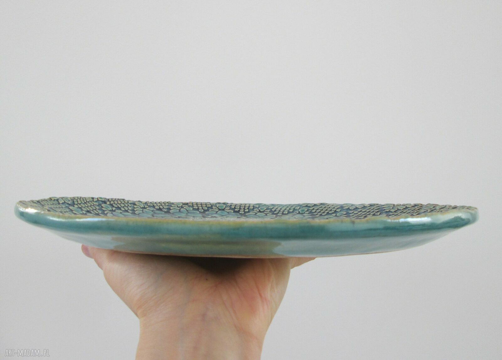 Turkusowa koronkowa patera ceramiczna