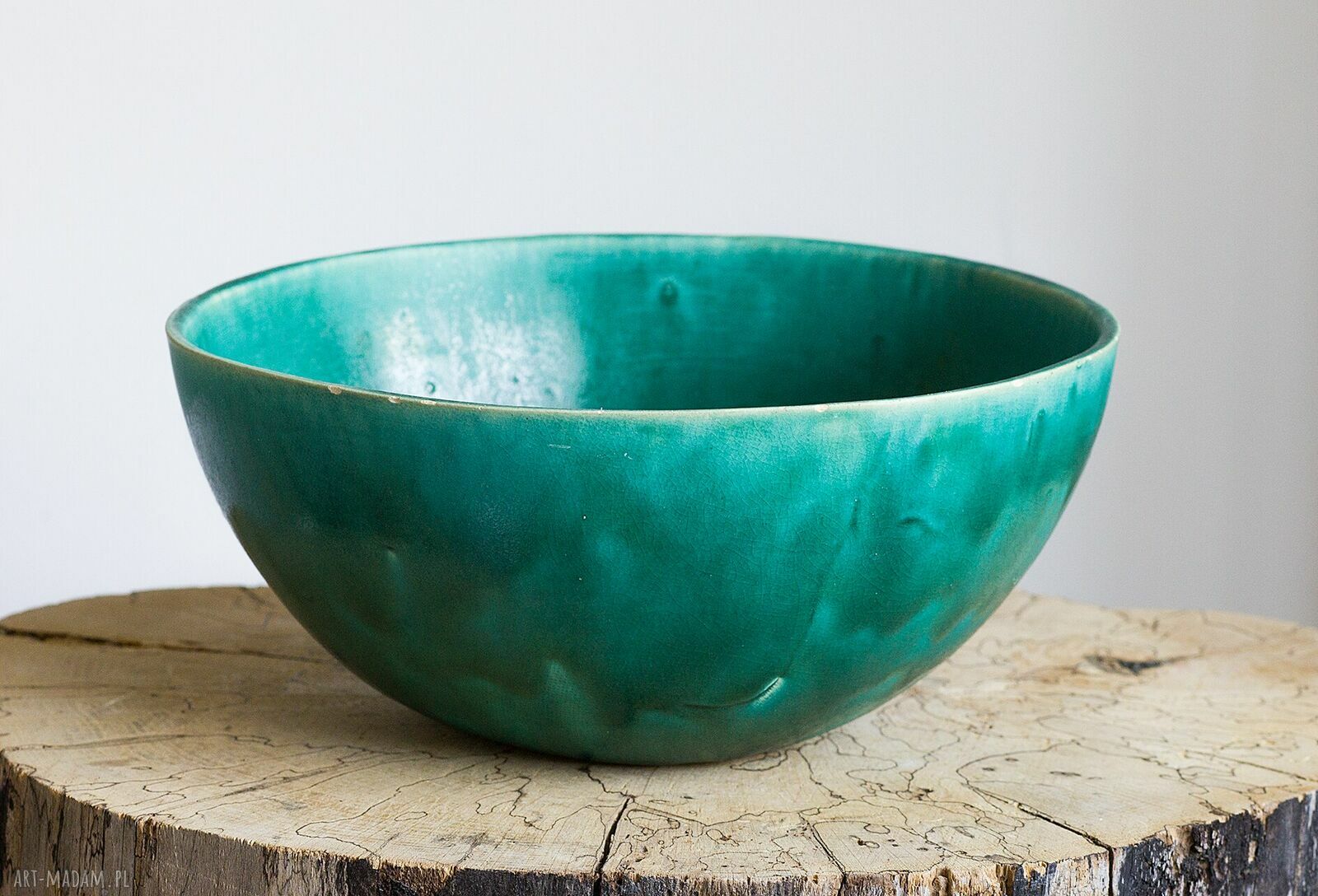 Turkusowa misa ceramiczna na owoce - rękodzieło