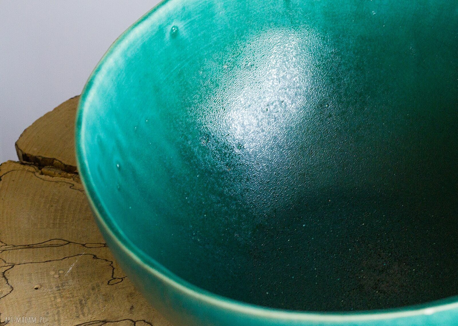 Turkusowa misa ceramiczna na owoce - rękodzieło