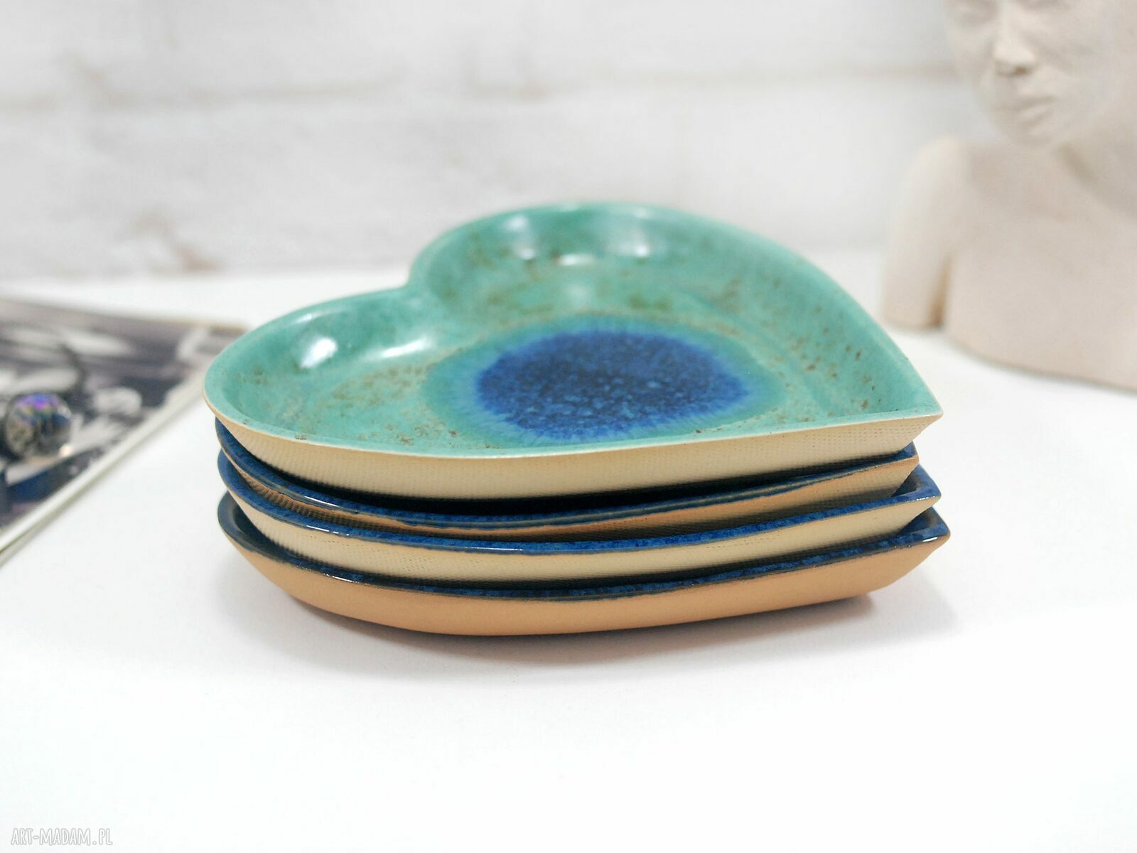 Turkusowa misa ceramiczna - ręcznie robiona patera do biżuterii i drobiazgów