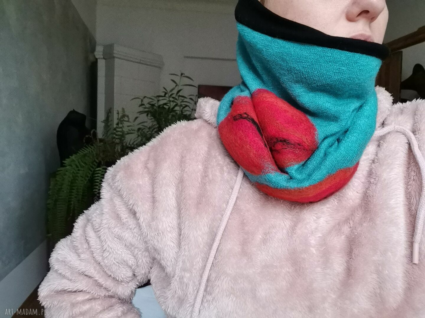 Turkusowa tuba komin filcowany - w tubie Cie lubie