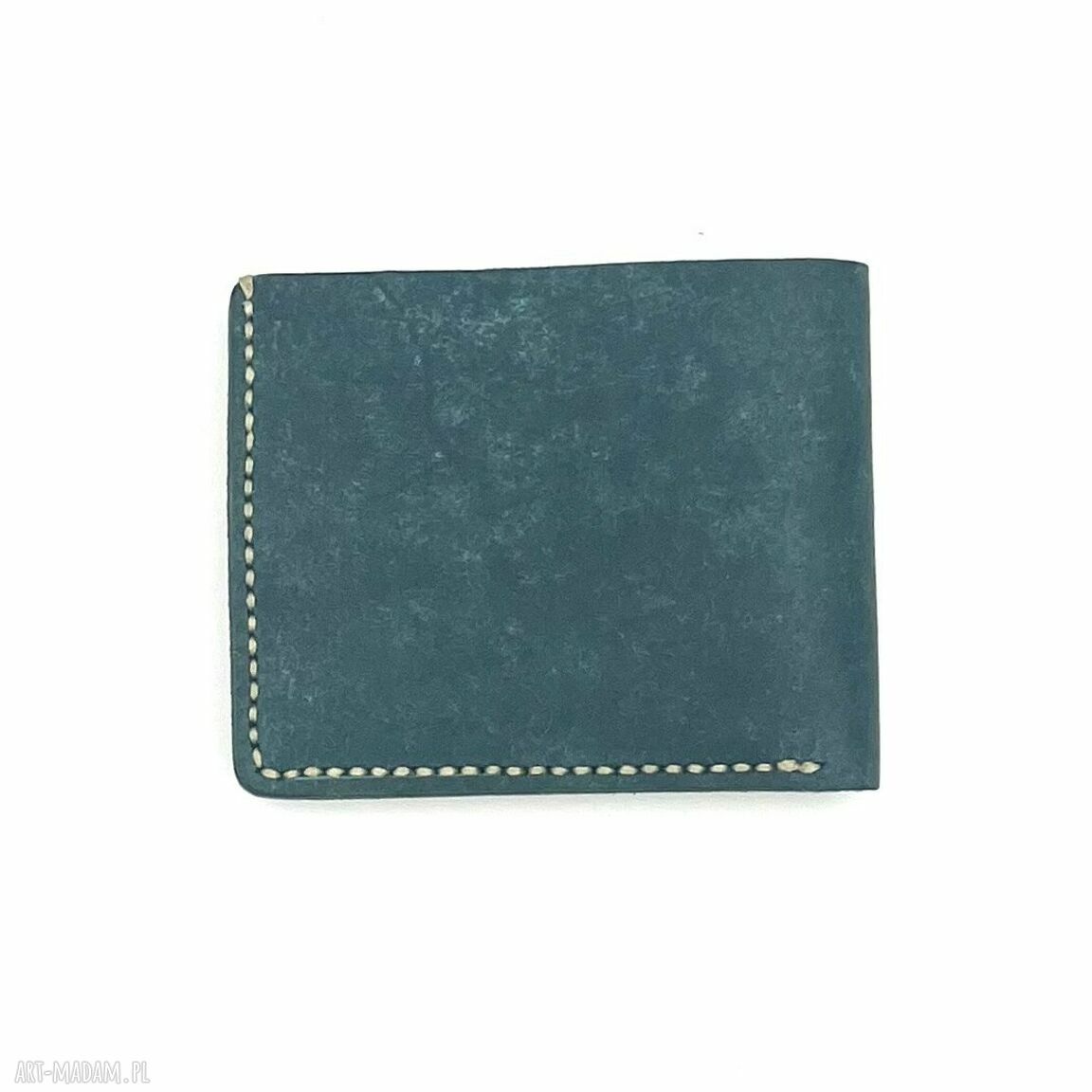portfele: Turkusowo czerwony portfel skórzany uszyty na karty. Ręcznie robione