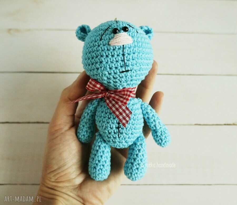 breloki: Turkusowy miś zawieszka Ręcznie wykonane