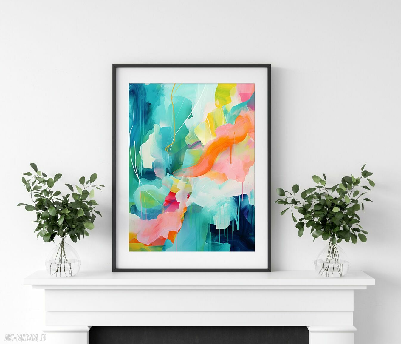 Turkusowy plakat abstrakcyjny - kolorowa abstrakcja 40x53 cm