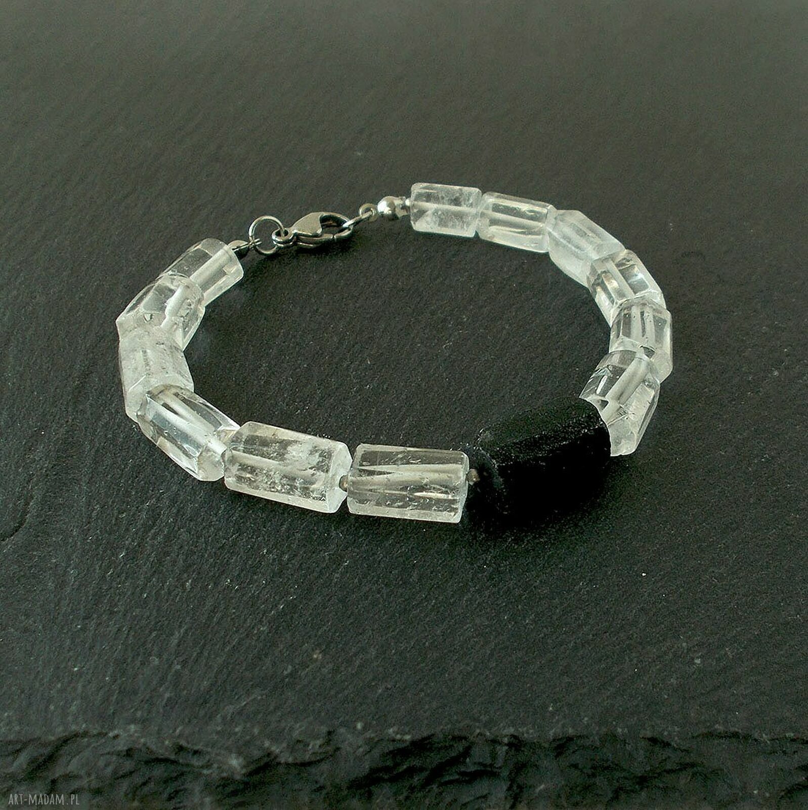 Turmalin i kryształy - bransoletka handmade