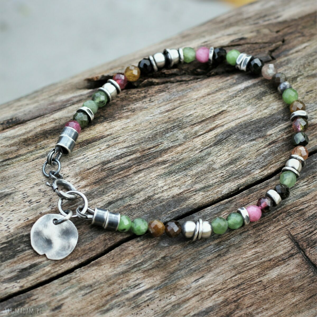 Bransoletka z turmalinami i jadeitem - delikatna biżuteria handmade