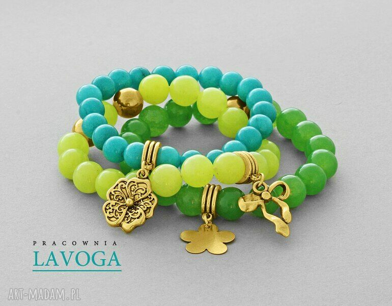 Turquoise lime green jade set jadeit zestaw zawieszka kokardka