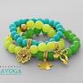 handmade bransoletki turquoise, lime & green jade set