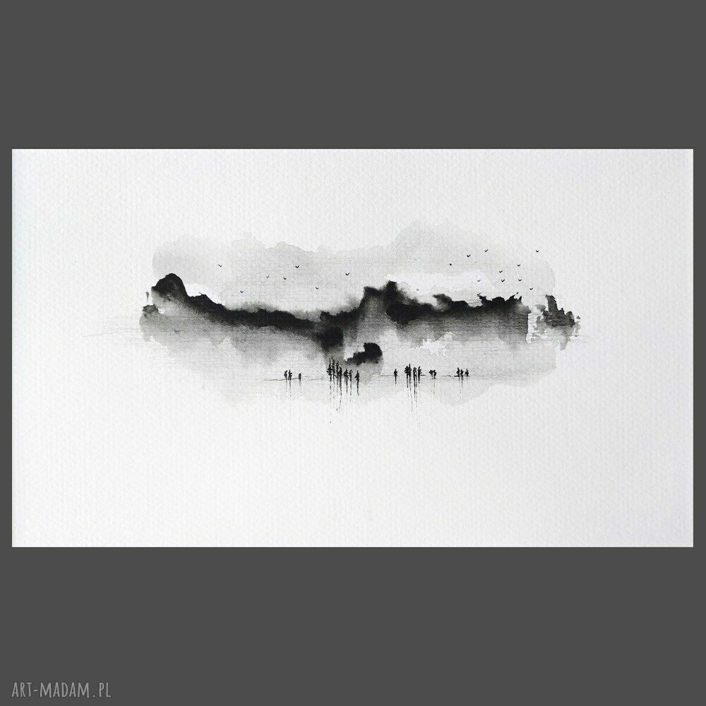Tusz i akwarela - pejzaż w oprawie A4 (31x22 cm) - 03
