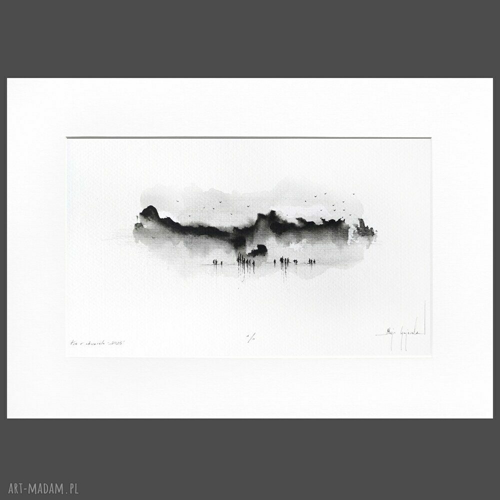 Tusz i akwarela - pejzaż w oprawie A4 (31x22 cm) - 03