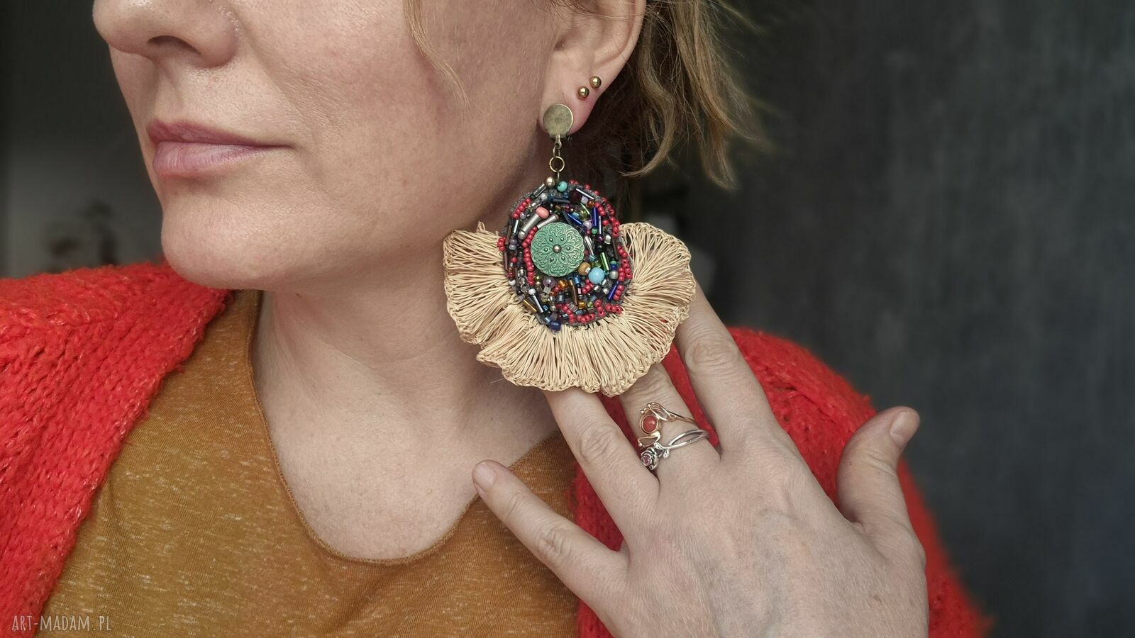 Klipsy boho z chwostami - unikatowe, ręcznie robione klipsy bez przekłuwania