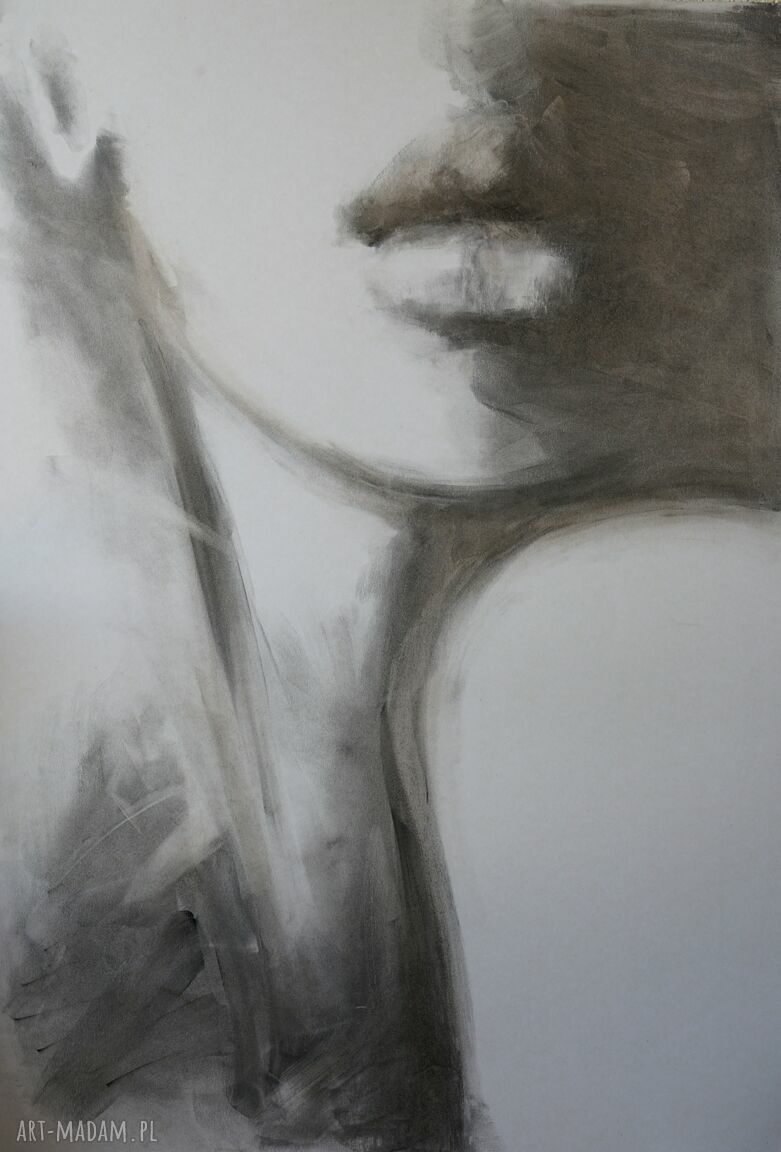 Duży obraz do salonu czarno-biały „Twarz kobiety” 66x94 - grafika Giclee