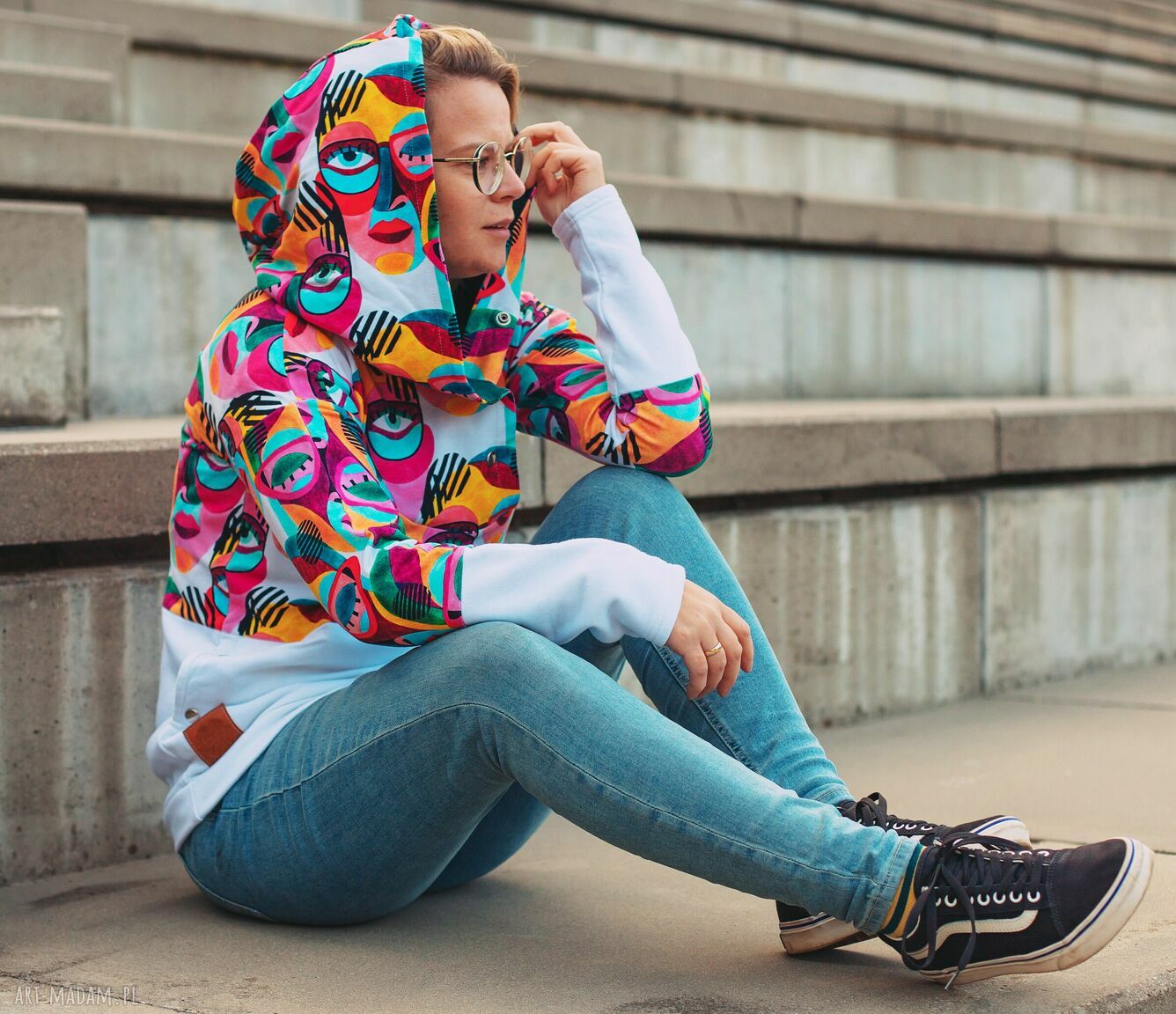 TWARZE bluza oversize, patchwork zakładana przez głowę xs