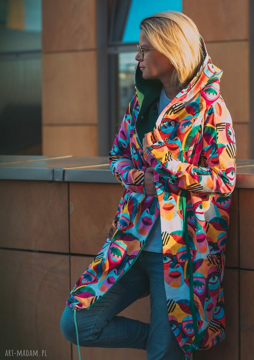 TWARZE długa bluza oversize z wzorzystej tkaniny XL