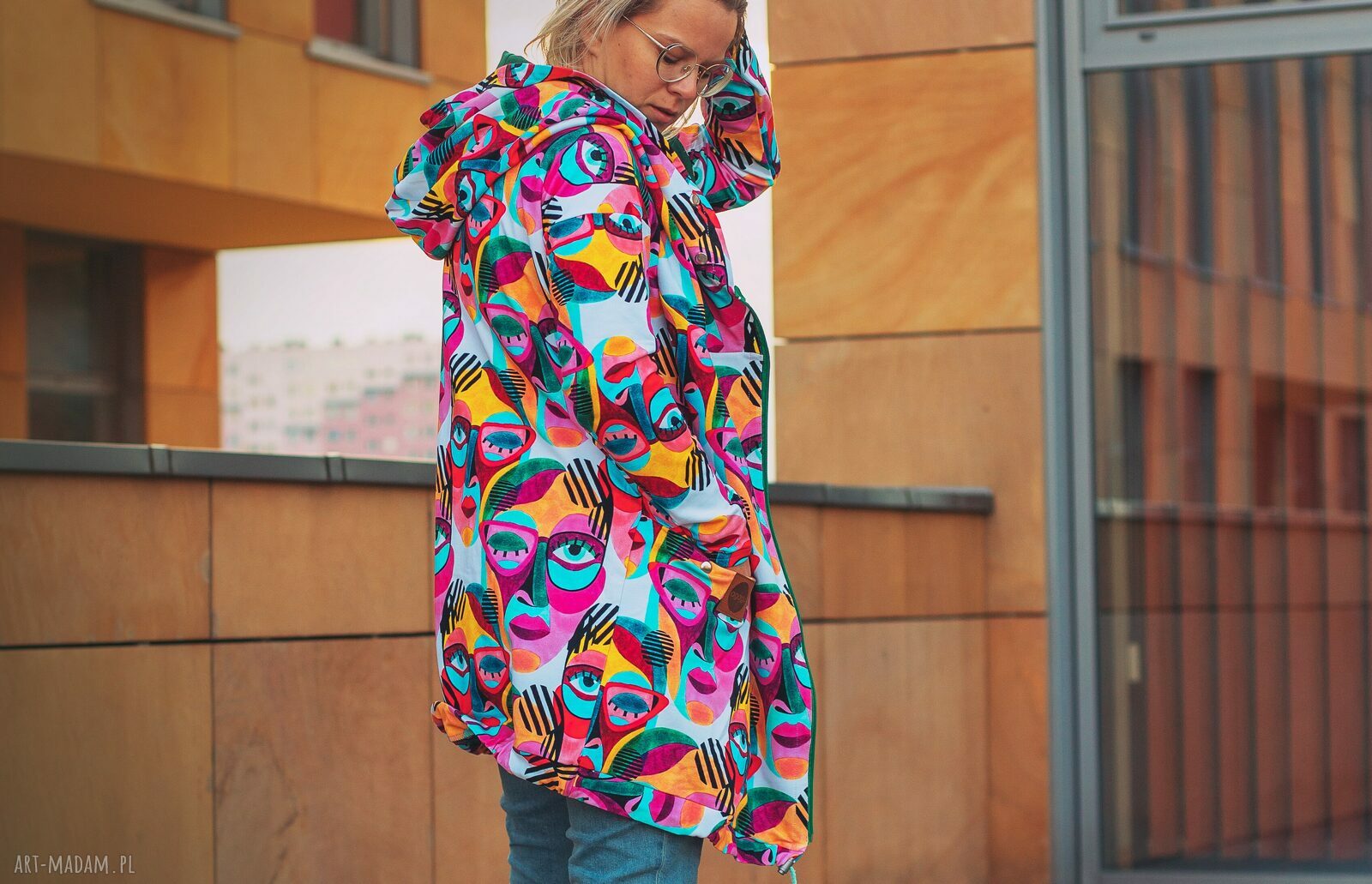 TWARZE długa bluza oversize z wzorzystej tkaniny L