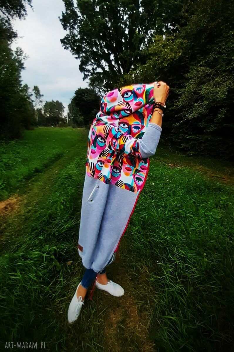 TWARZE długa bluza oversize z łączonych tkanin XS