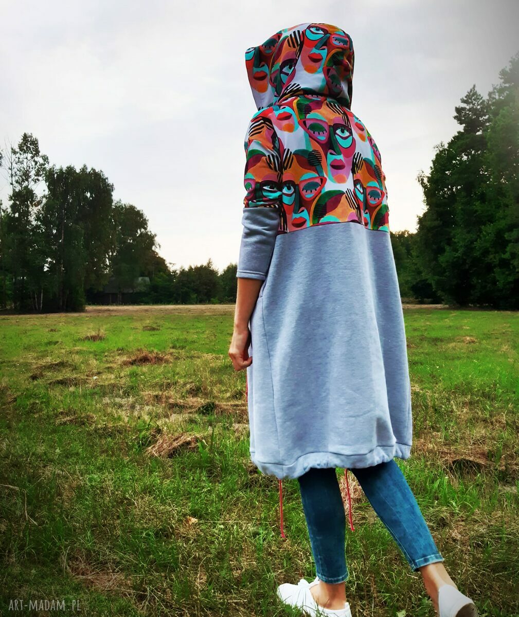 TWARZE długa bluza oversize z łączonych tkanin S
